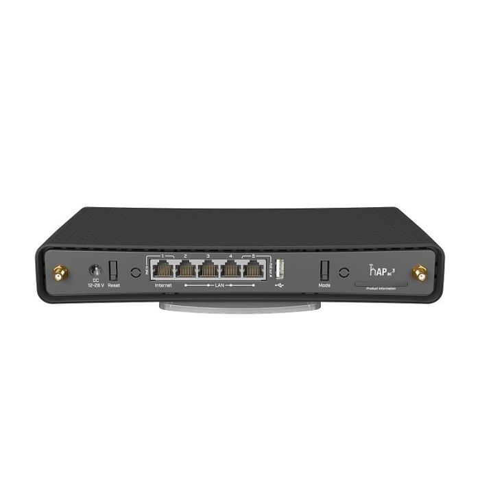 Mikrotik RBD53iG-5HacD2HnD, hAP ac3, 716MHz CPU, 256MB RAM, 5×GLAN, 2.4Ghz/5GHz 802.11b/g/n/ac, 2×vanjska antena, USB, tower/desktop kućište, USB, PSU, RouterOS L4-3