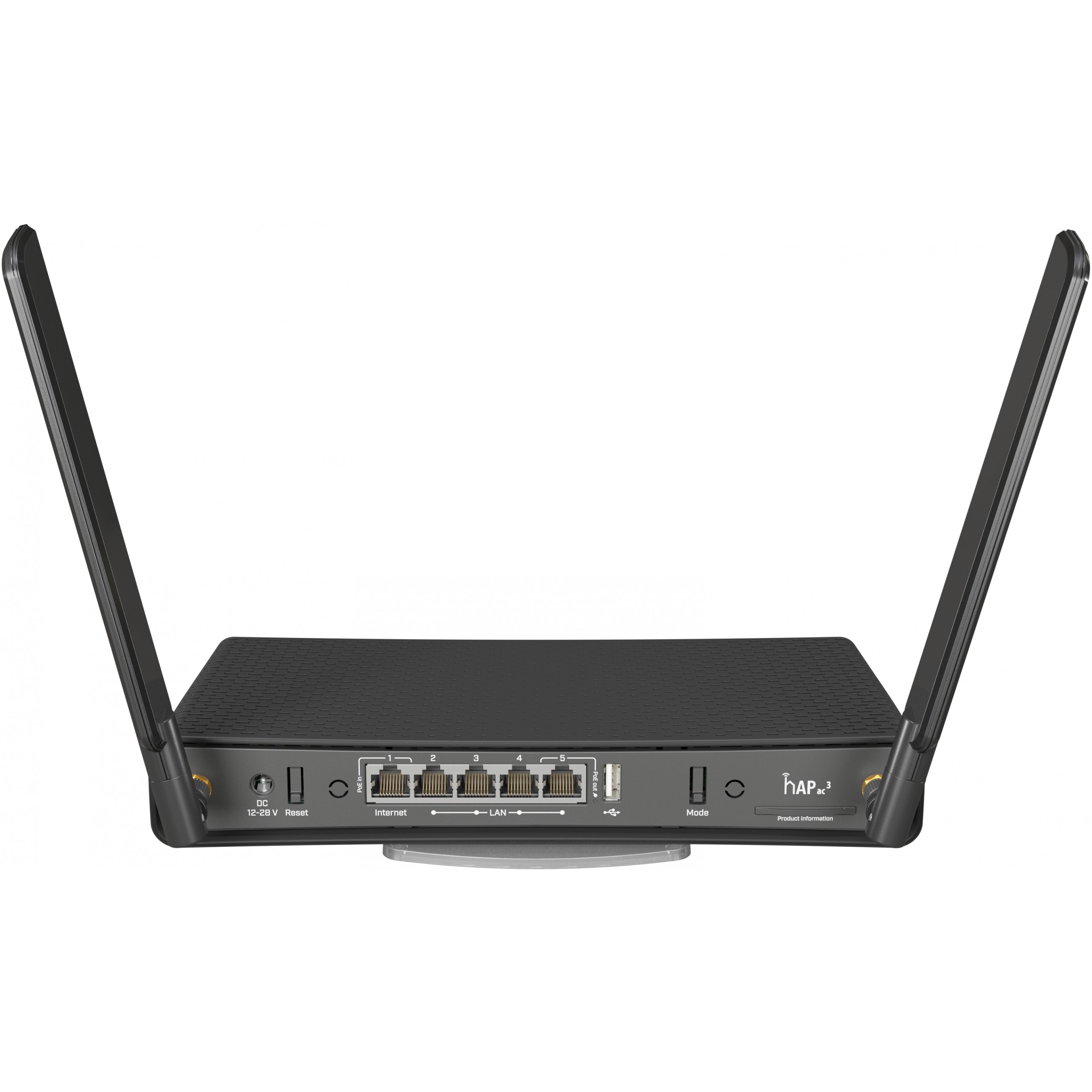 Mikrotik RBD53iG-5HacD2HnD, hAP ac3, 716MHz CPU, 256MB RAM, 5×GLAN, 2.4Ghz/5GHz 802.11b/g/n/ac, 2×vanjska antena, USB, tower/desktop kućište, USB, PSU, RouterOS L4-10
