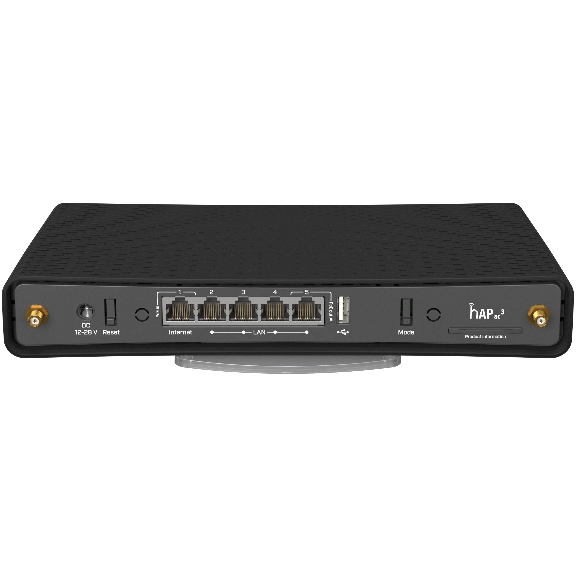 Mikrotik RBD53iG-5HacD2HnD, hAP ac3, 716MHz CPU, 256MB RAM, 5×GLAN, 2.4Ghz/5GHz 802.11b/g/n/ac, 2×vanjska antena, USB, tower/desktop kućište, USB, PSU, RouterOS L4-14