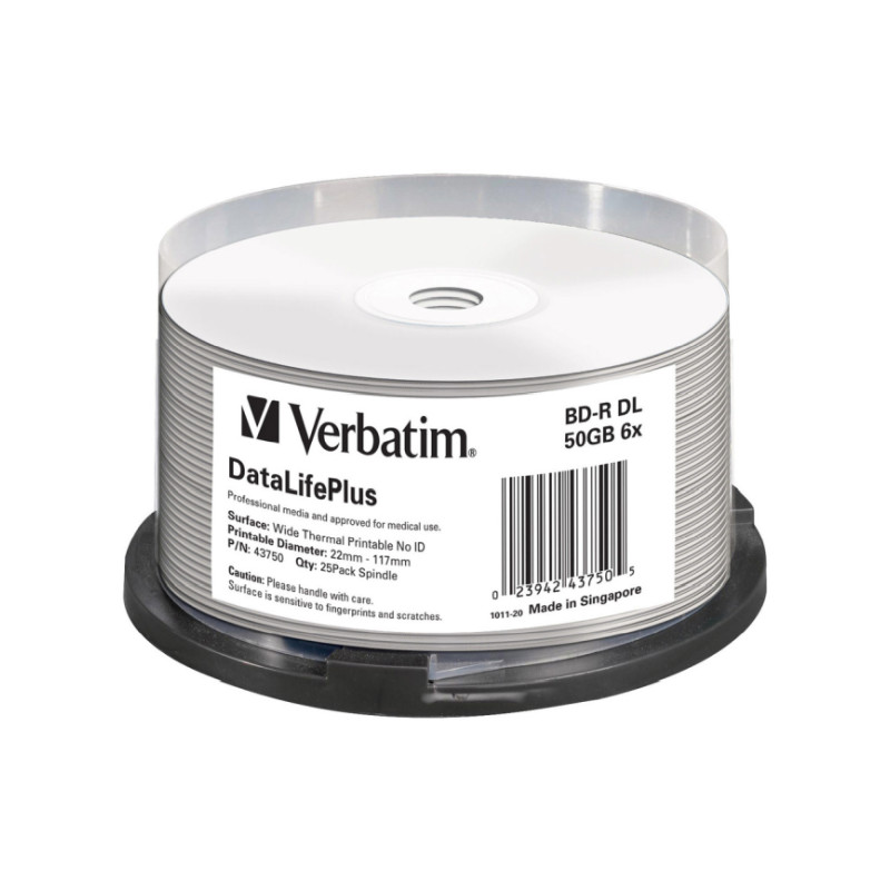Blu-Ray Verbatim BD-RE DL 6× 50GB Wide White Thermal Printablni No ID, 25 kom. spindle (Double Layer)-1