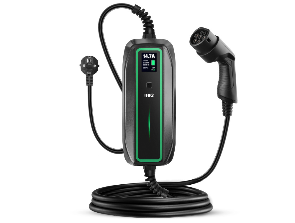 Prijenosni punjač za električna vozila GREEN CELL EV16 (Schuko na Type 2, 3.6 kW, 16A, 1-faza, 6.5 m, LCD)-6