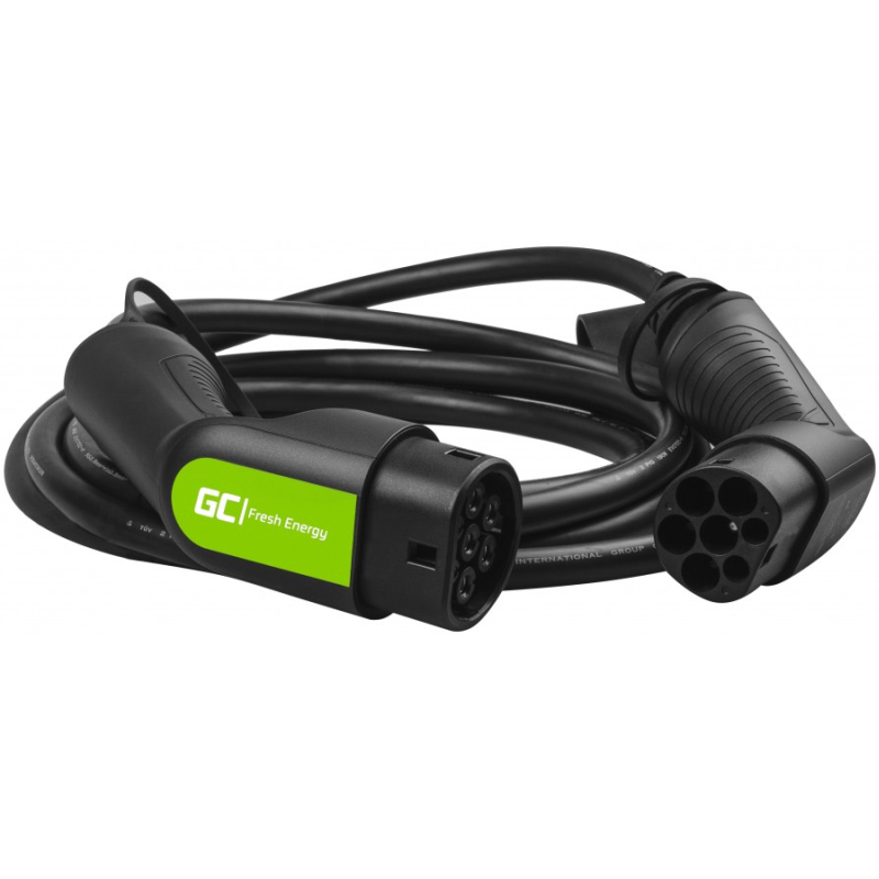 Kabel za punjenje električnih vozila GREEN CELL GC Snap Type 2 (22 kW, 32 A, 3-fazni, 5 m, IP54, crni)-1