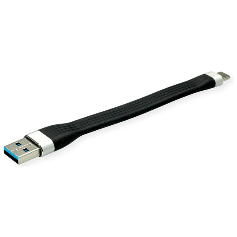 Roline USB3.2 Gen 1 silikonski kabel TIP A-C M/M, 0.11m crni-1