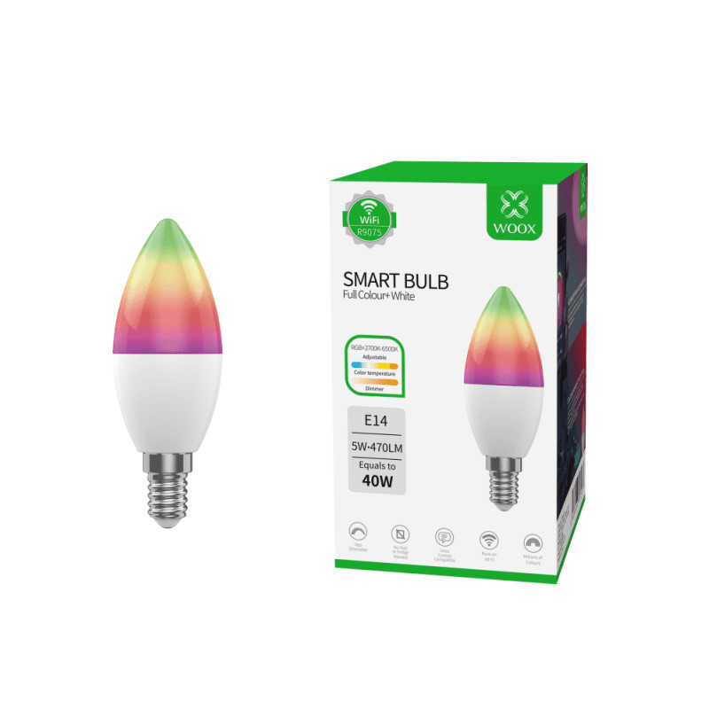 Žarulja WOOX WiFi Smart LED RGB+CCT E14 5W 470lm 2700K-6500K dimabilna - KORIŠTENI jamstvo 6 mjeseci-0