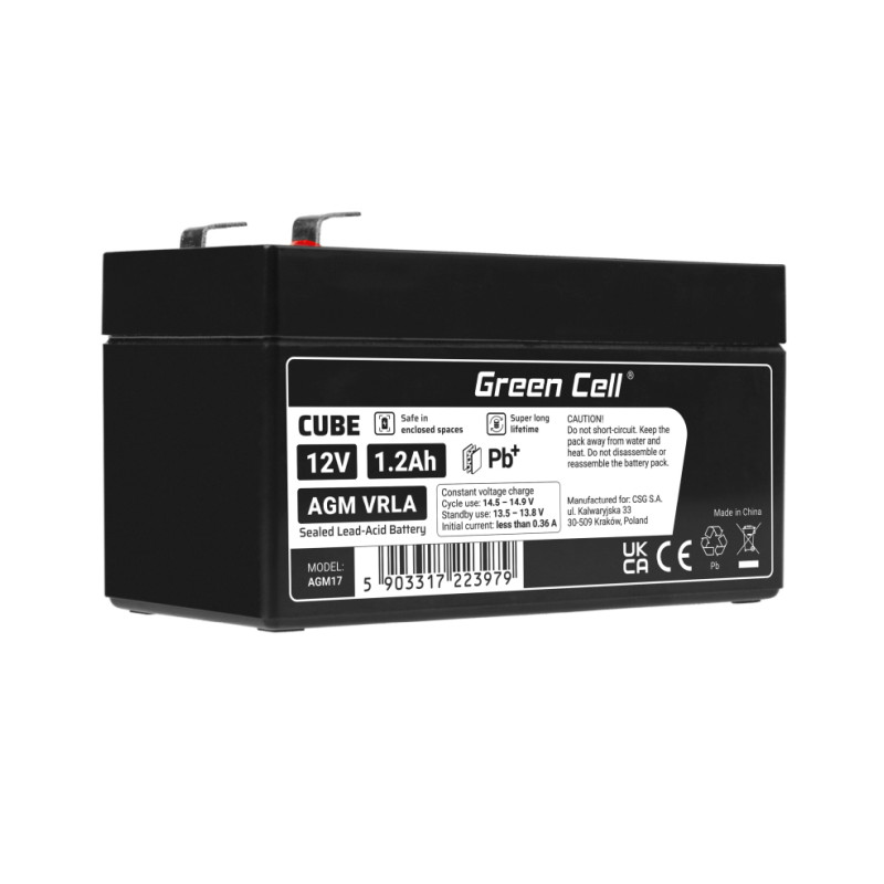 Baterija Green Cell (AGM17, AGM, 12V, 1,2Ah)-1