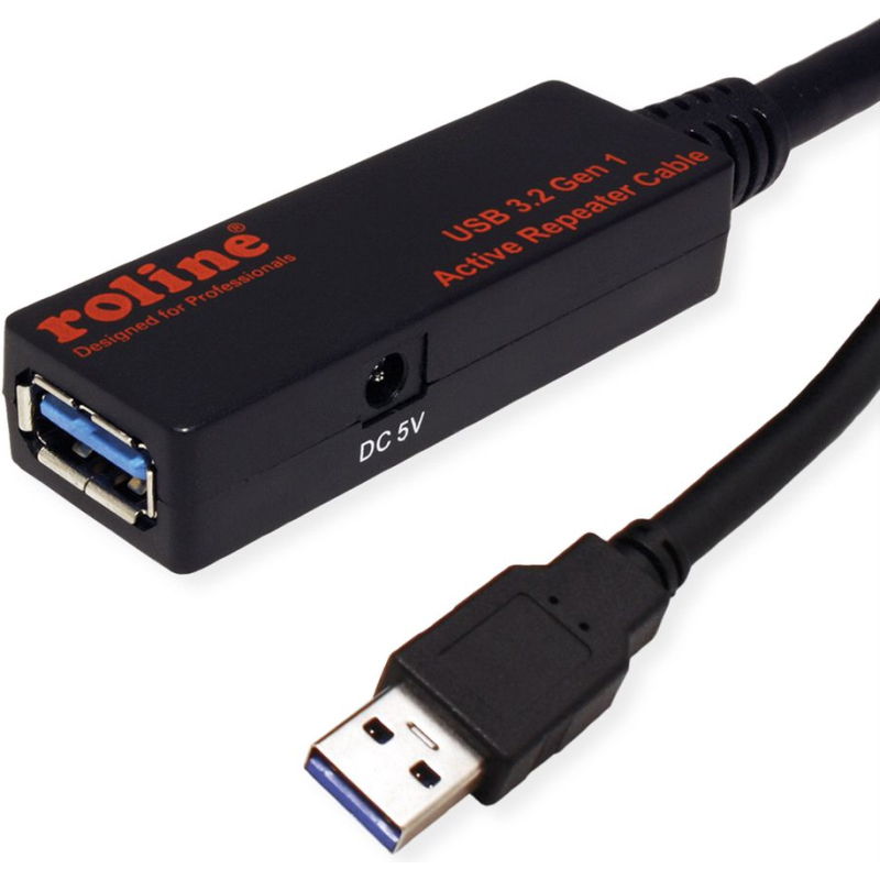 Roline USB3.2 Gen1 aktivni produžni kabel sa ponavljačem, 10m crni-0