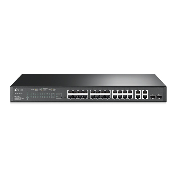 Switch TP-LINK JetStream 24-Port PoE+ Smart preklopnik 24×10/100M 2×G-LAN 2×G SFP 1U 19" rackmount (250W)-2