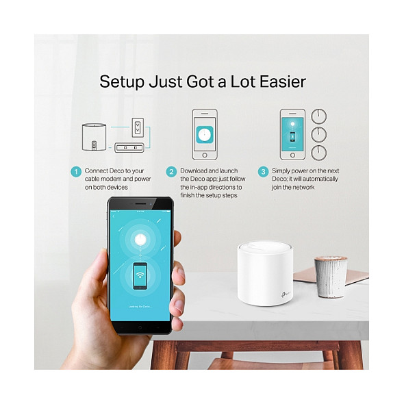 TP-Link AX1800 Deco X20 (2-pack), Dual-Band Mesh Wi-Fi 6, 574Mbps/1201Mbps (2.4GHz/5GHz), 802.11ax/ac/n/a/b/g, 2×G-LAN, Deco App-15