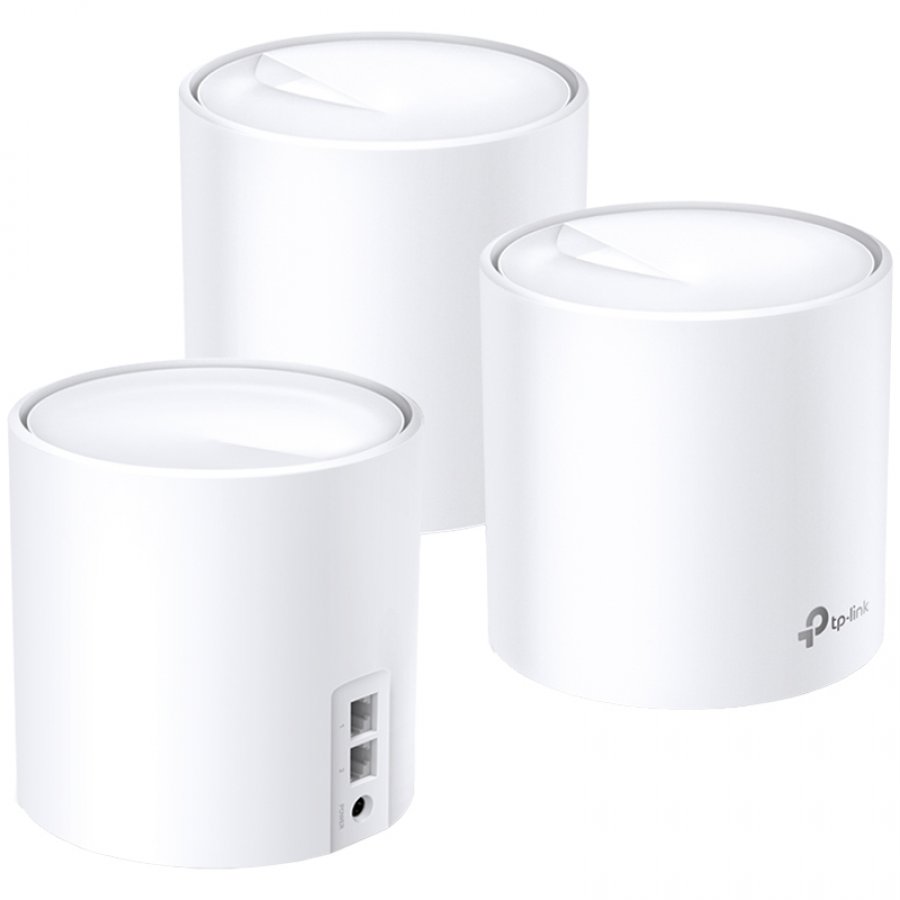 TP-Link AX1800 Deco X20 (3-pack), Dual-Band Mesh Wi-Fi 6, 574Mbps/1201Mbps (2.4GHz/5GHz), 802.11ax/ac/n/a/b/g, 2×G-LAN, Deco App-1