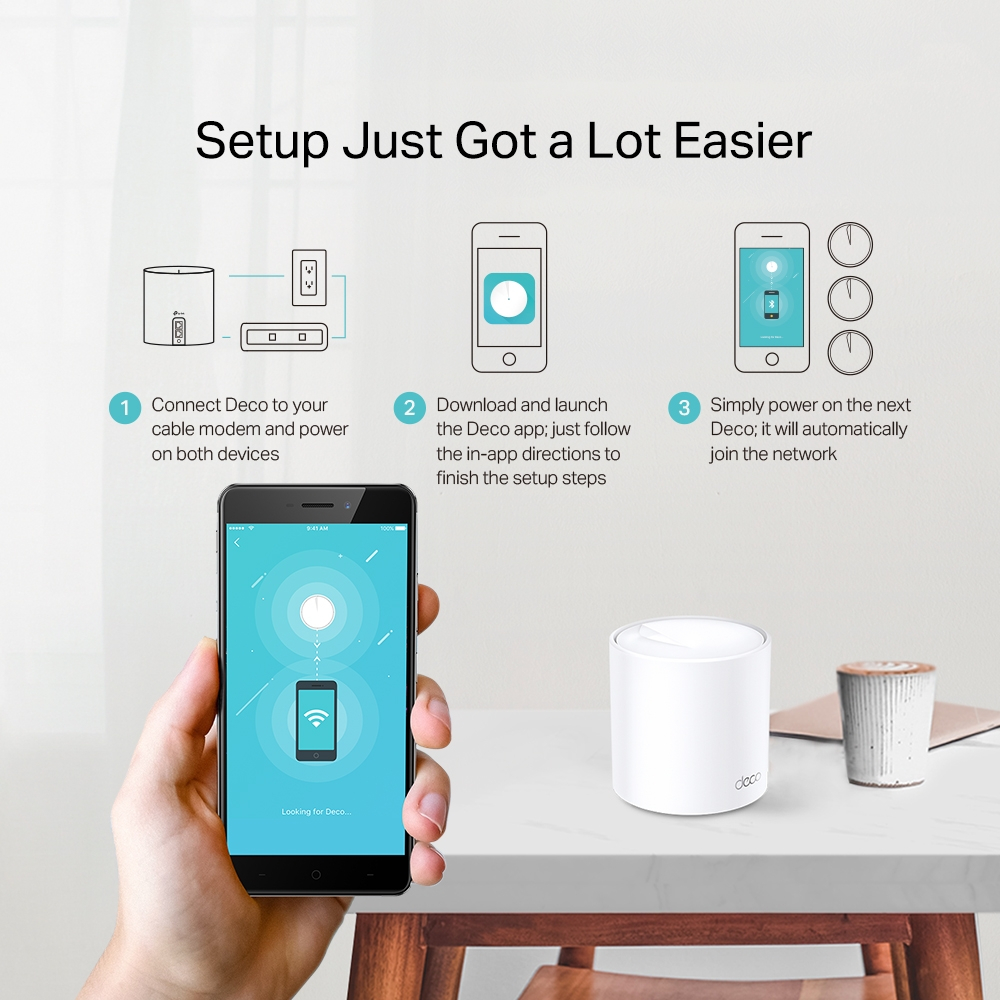 TP-Link AX1800 Deco X20 (3-pack), Dual-Band Mesh Wi-Fi 6, 574Mbps/1201Mbps (2.4GHz/5GHz), 802.11ax/ac/n/a/b/g, 2×G-LAN, Deco App-7