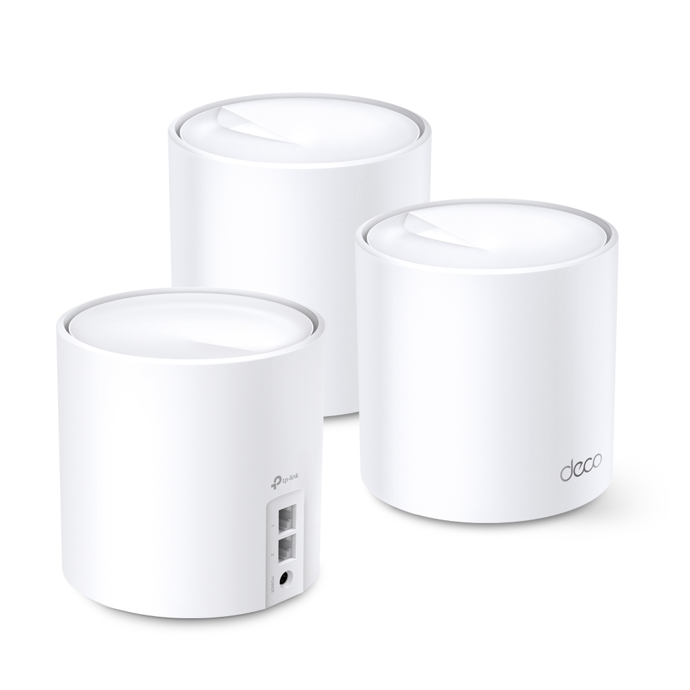 TP-Link AX1800 Deco X20 (3-pack), Dual-Band Mesh Wi-Fi 6, 574Mbps/1201Mbps (2.4GHz/5GHz), 802.11ax/ac/n/a/b/g, 2×G-LAN, Deco App-3