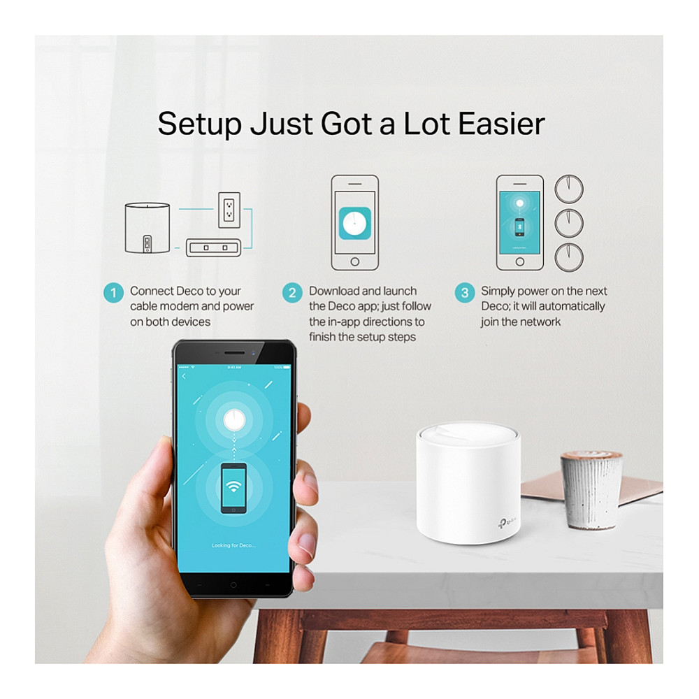 TP-Link AX1800 Deco X20 (3-pack), Dual-Band Mesh Wi-Fi 6, 574Mbps/1201Mbps (2.4GHz/5GHz), 802.11ax/ac/n/a/b/g, 2×G-LAN, Deco App-14