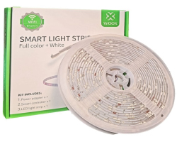 LED traka WOOX R5093 RGB + toplo bijela, 5m, 24W, 150 LED, vodootporna, WooxHome app, glasovna kontrola - Alexa & Google Assistant