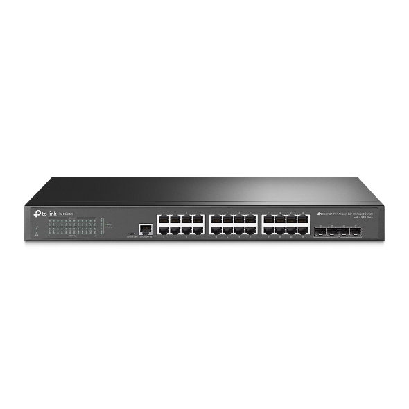Preklopnik TP-LINK JetStream 24-port Gigabit Smart Switch 24×10/100/1000M RJ45 ports, 4×Gigabit SFP, 1U 19" rack mount-0