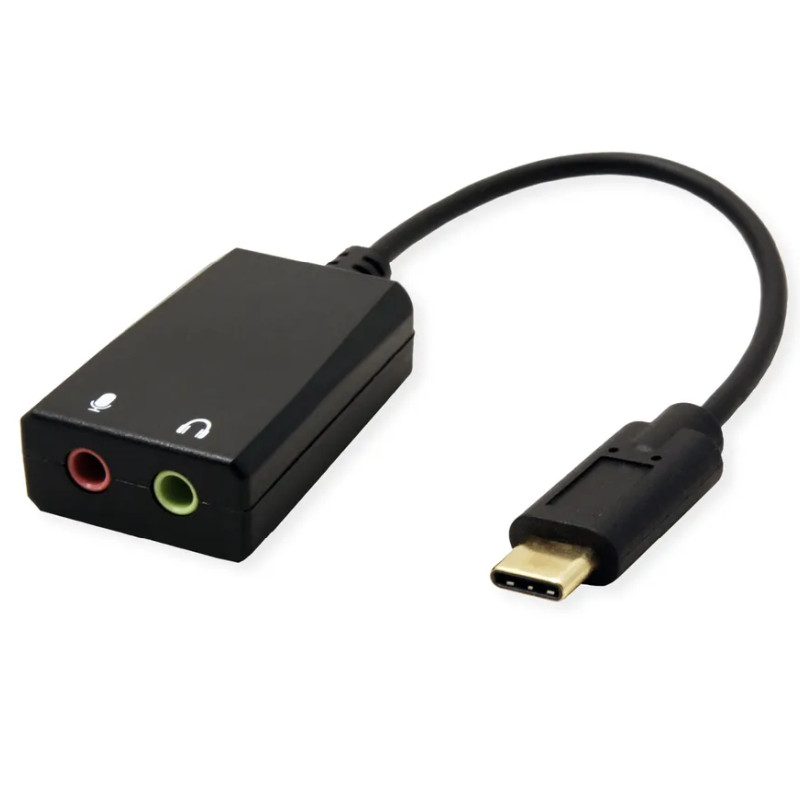 Roline VALUE adapter USB-C - 2×3.5mm audio, M/F, 0.13 m-1