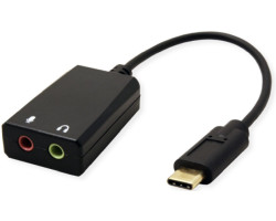 Roline VALUE adapter USB-C - 2×3.5mm audio, M/F, 0.13 m-0