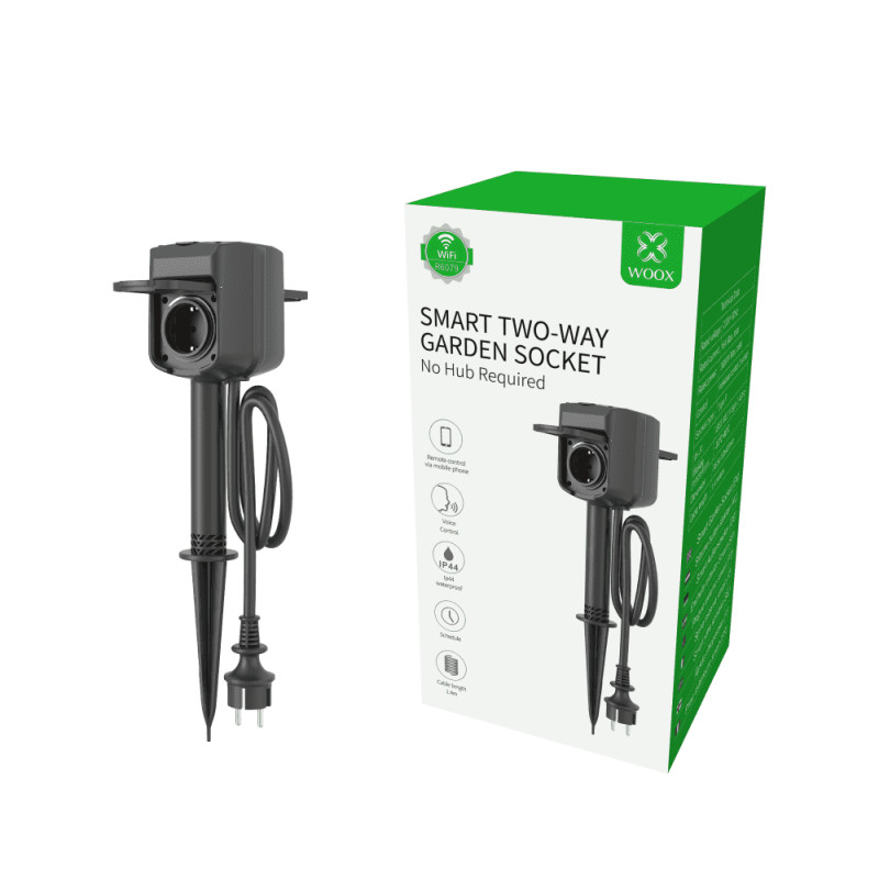 Utičnica WOOX R6079 WiFi Smart dvosmjerna vanjska, 16A/3680W, glasovna kontrola - Alexa & Google Assistant-1
