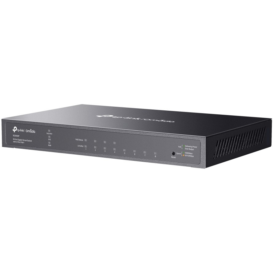 Preklopnik TP-LINK JetStream 8-port Gigabit Smart PoE+ 8×10/100/1000M RJ45 ports, 4×PoE+ ports (64W)-4