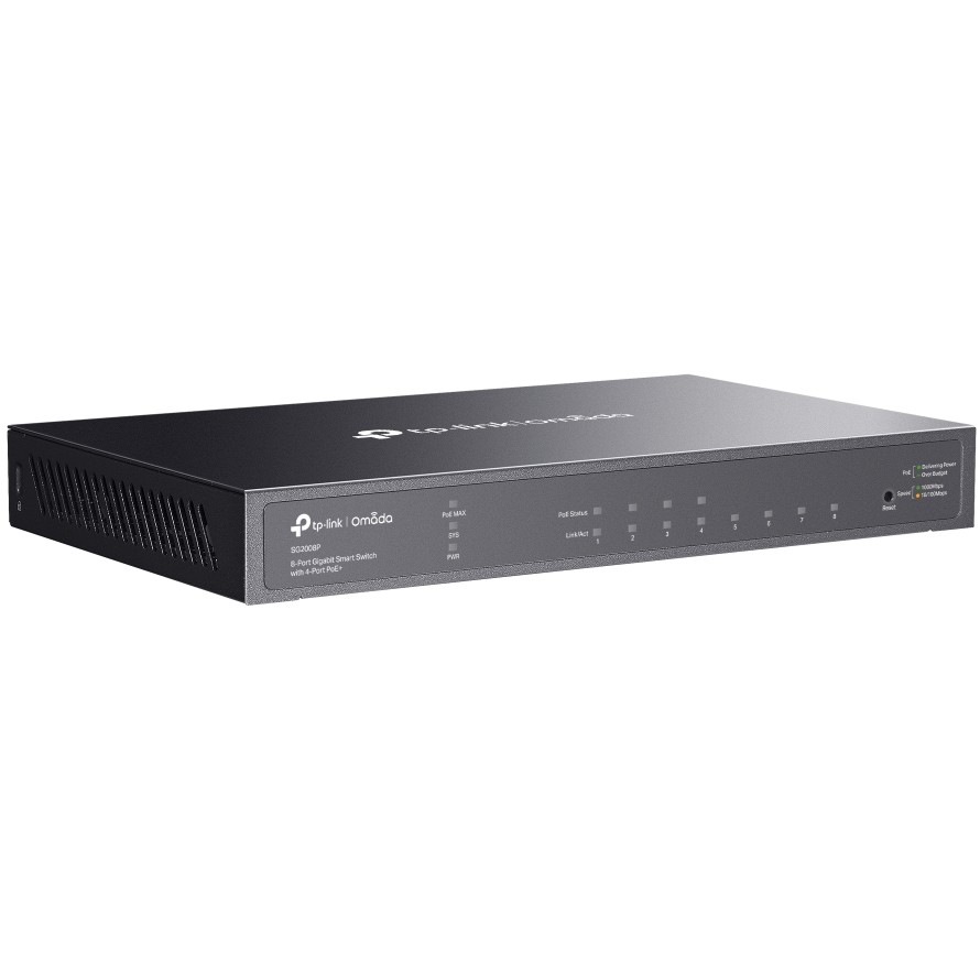 Preklopnik TP-LINK JetStream 8-port Gigabit Smart PoE+ 8×10/100/1000M RJ45 ports, 4×PoE+ ports (64W)-5