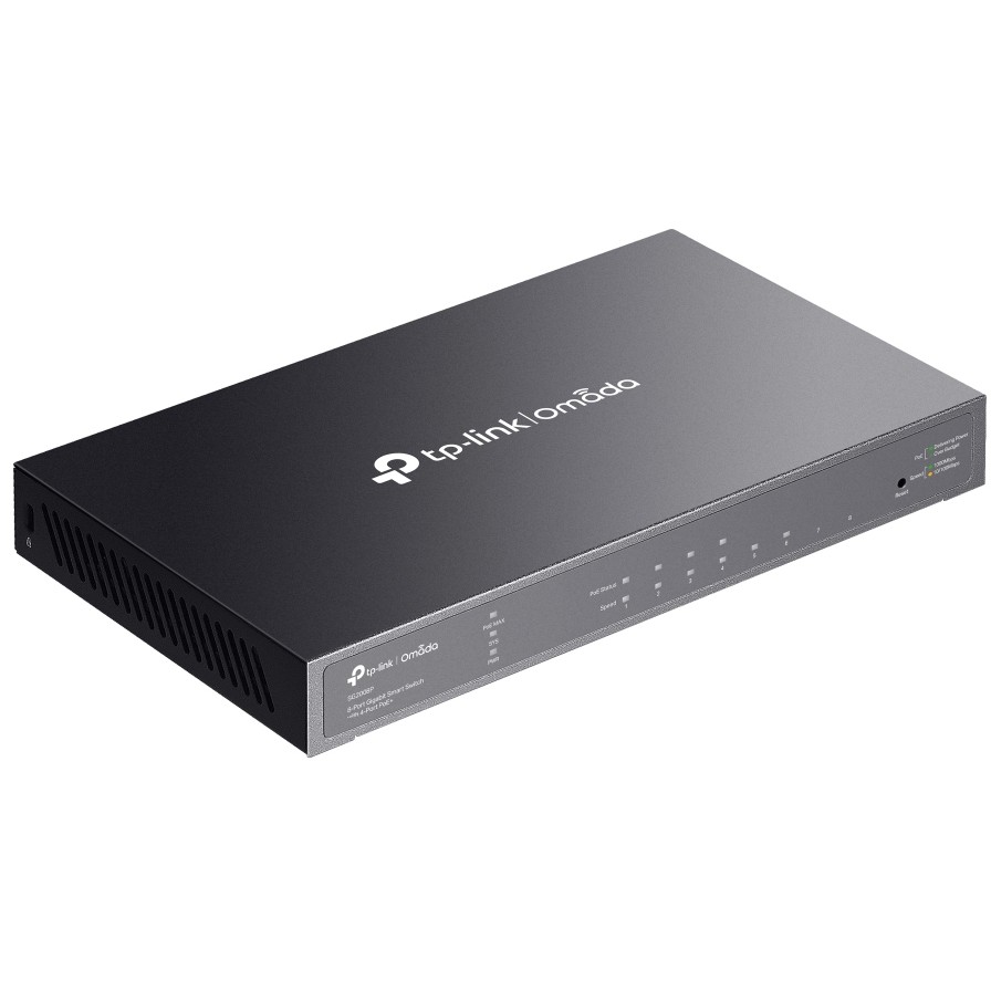 Preklopnik TP-LINK JetStream 8-port Gigabit Smart PoE+ 8×10/100/1000M RJ45 ports, 4×PoE+ ports (64W)-6