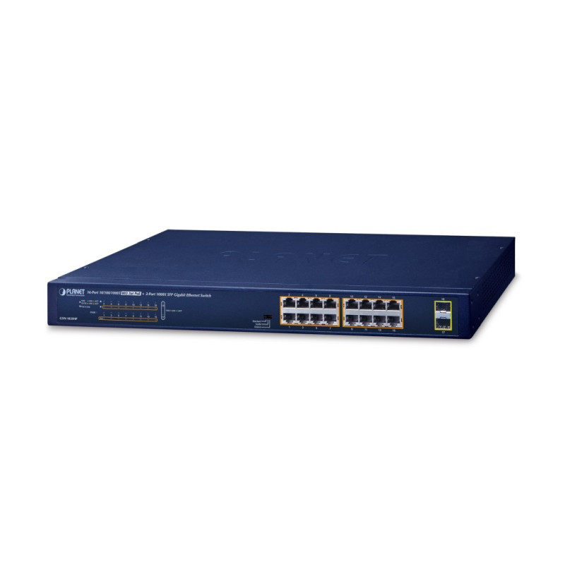 Preklopnik PLANET GIGABIT GSW-1600HP 16-port 10/100/1000T 802.3at PoE + 2-Port 1000X SFP (240W)-1