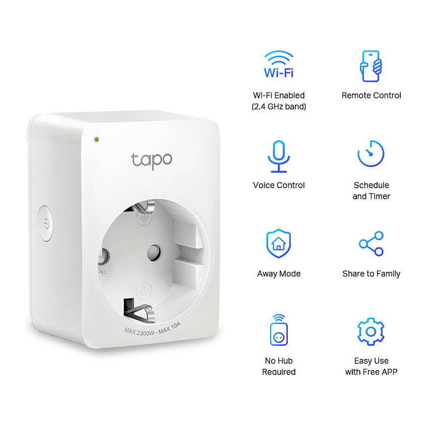TP-Link WiFi Smart Plug (2 pack) 2.4GHz, 802.11b/g/n, BT4.2, Tapo app, Wi-Fi kontrola, Timer/Schedule postavke, Glasovna kotrola Amazon Alexa/Google Assistant-6