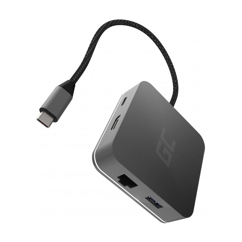 Green Cell HUB adapter 6in1 USB-C (HDMI, USB-C, 3x USB 3.0 & Ethernet) - za MacBook Pro, Dell XPS, Lenovo X1 Carbon & ostale-6