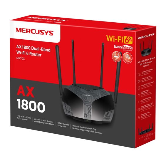 Mercusys AC1800X bežični usmjerivač (Dual-Band WiFi6 Router) 574Mbps/1201Mbps (2.4GHz/5GHz), 802.11ax/ac/a/b/g/n, 3×G-LAN, 1×G-WAN, MU-MIMO, 4×5 dBi fiksne omni-direkcione antene-4