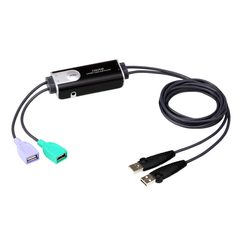 ATEN 2-port Boundless KM Switch sa kablovima (CS62KM, USB, 2x USB Type A Female, 2x USB Type A Male, 1.2 m kabel)-1