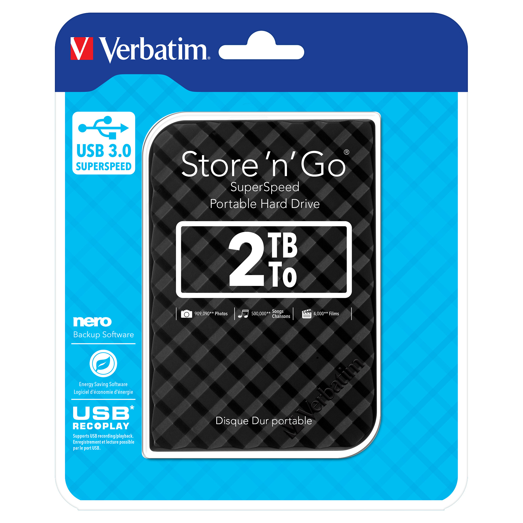 Verbatim 2.5" StorenGo 2TB vanjski HDD, USB3.0 Gen2, crni-6