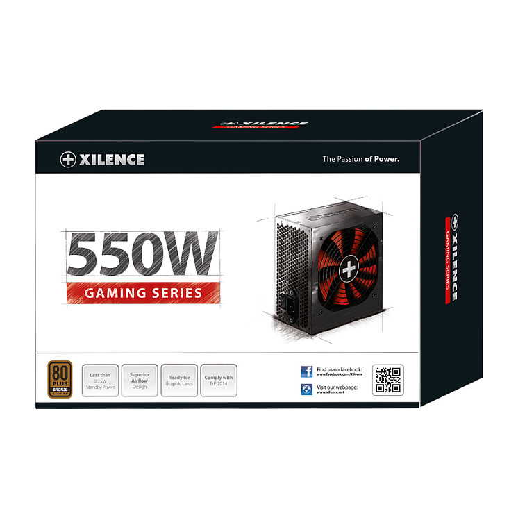 Xilence 550W Gaming, ATX 2.4 80+ BRONZE, aktivan PFC, 2×PCIe, 6×SATA, 20+4-pina, 120mm ventilator crno-5