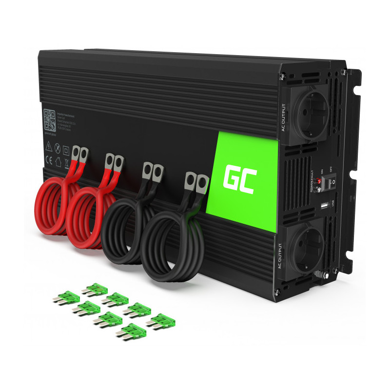 Inverter GREENCELL 24V na 230V 2000W/4000W (čisti sinusni val, USB priključak)-1