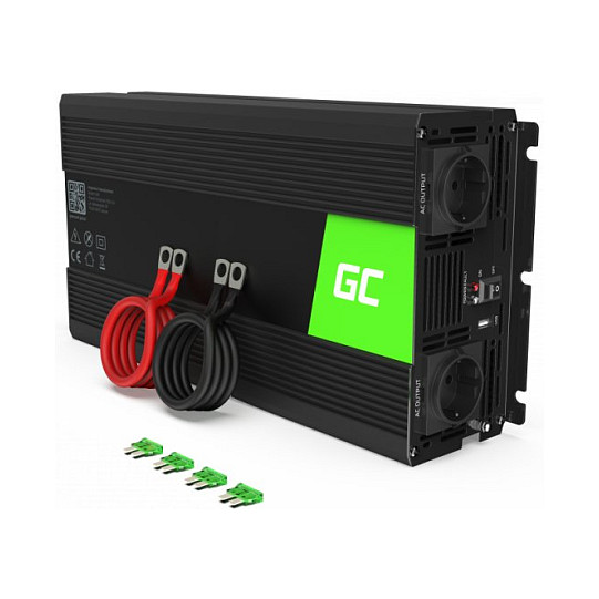 Inverter GREEN CELL 24V na 230V 3000W/6000W Pure sine wave (USB priključak, zaštita protiv prenapona, čisti sinusni val)-1