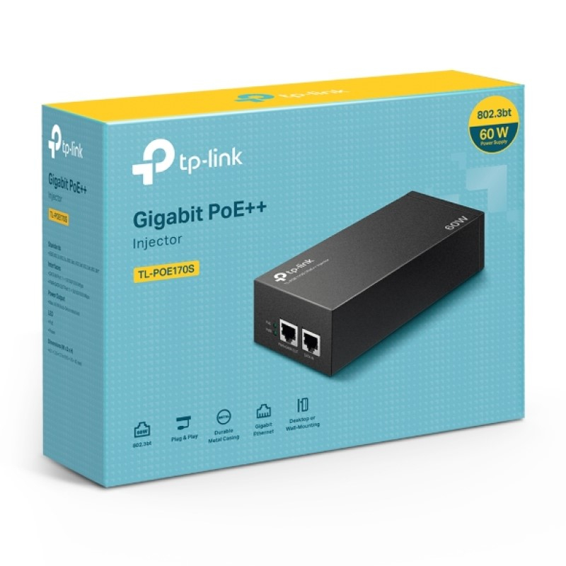 Adapter TP-LINK TL-POE170S PoE++ Injector, 1×Gbit PoE Port, 1×Gbit Non-PoE Port, 802.3at/af/bt-8