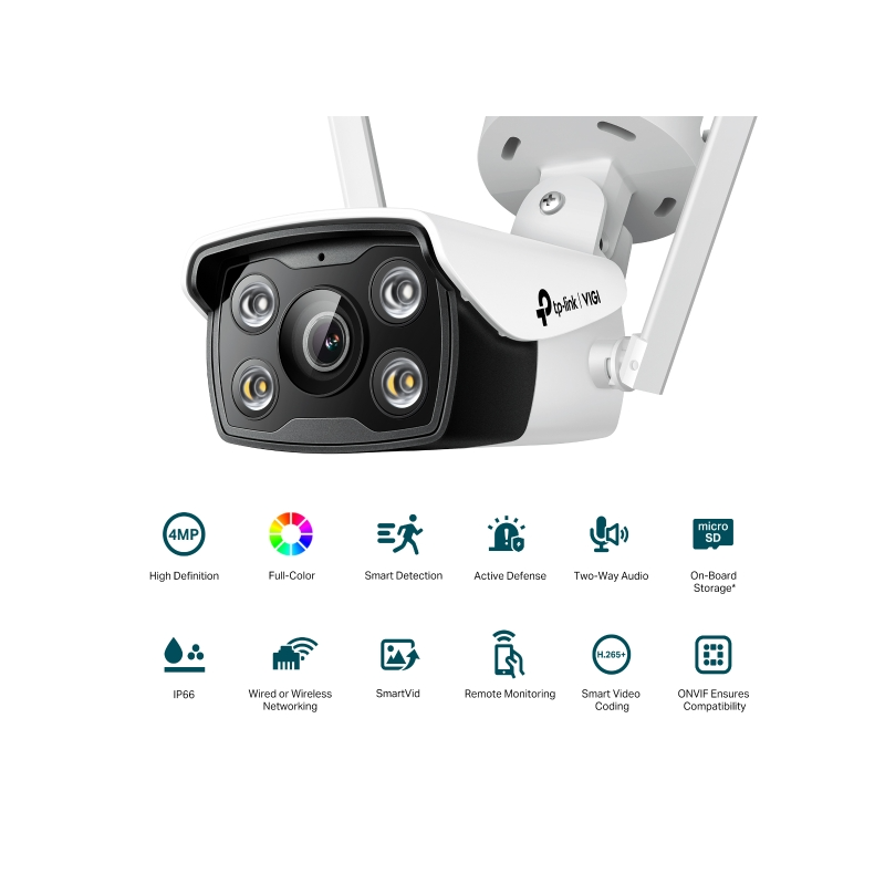 TP-Link vanjska IP Bullet Full color Wi-Fi HD kamera, 2.4G 150Mbps, 2×2 MIMO, H.265+ video, 4MP, 4mm leća, RJ45, Night Vision, detekcija pokreta, vodootporna IP66, VIGI app-2
