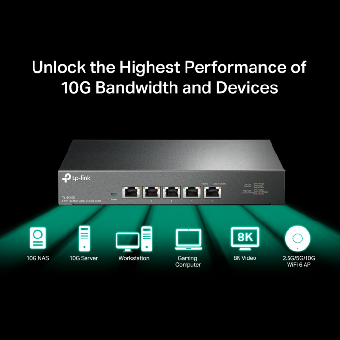 Preklopnik TP-LINK 5-Port Multi-gigabit 10G, 5×10G, desktop kučište-11