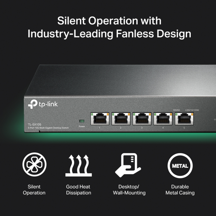 Preklopnik TP-LINK 5-Port Multi-gigabit 10G, 5×10G, desktop kučište-12