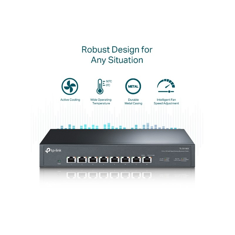 TP-Link 8-Port Multi-gigabit 10G preklopnik (Switch), 8×10G, desktop/rackmount 13" kučište-6