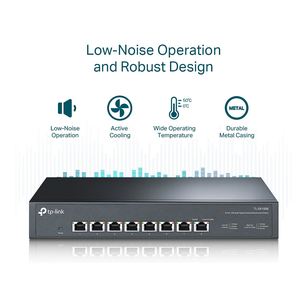 TP-Link 8-Port Multi-gigabit 10G preklopnik (Switch), 8×10G, desktop/rackmount 13" kučište-18