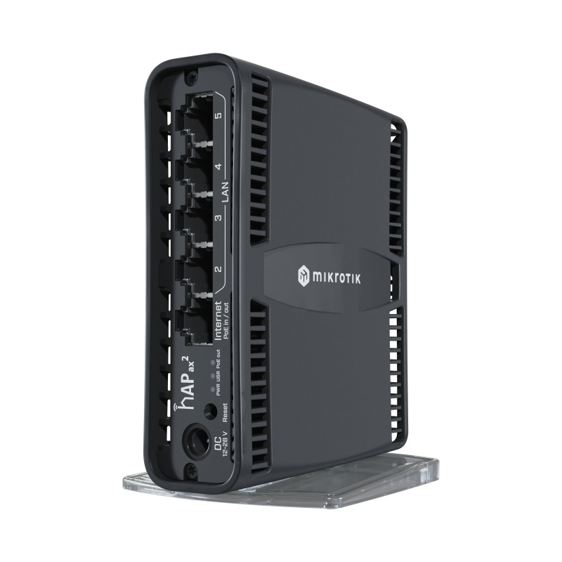 Mikrotik hAP ax2, Wi-Fi 6, C52iG-5HaxD2HaxD-TC, Quad-Core 864MHz CPU, 1GB RAM, 5×Gbit LAN (1×Gbit LAN PoE OUT), 2.4GHz/5GHz 802.11ax, Dual Chain wireless, RouterOS L4, desktop/tower kućište, PSU-8