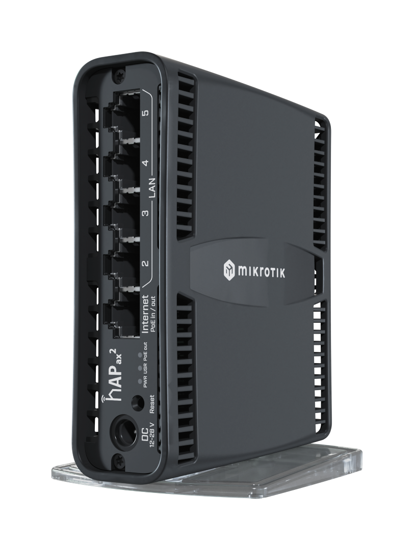 Mikrotik hAP ax2, Wi-Fi 6, C52iG-5HaxD2HaxD-TC, Quad-Core 864MHz CPU, 1GB RAM, 5×Gbit LAN (1×Gbit LAN PoE OUT), 2.4GHz/5GHz 802.11ax, Dual Chain wireless, RouterOS L4, desktop/tower kućište, PSU-0