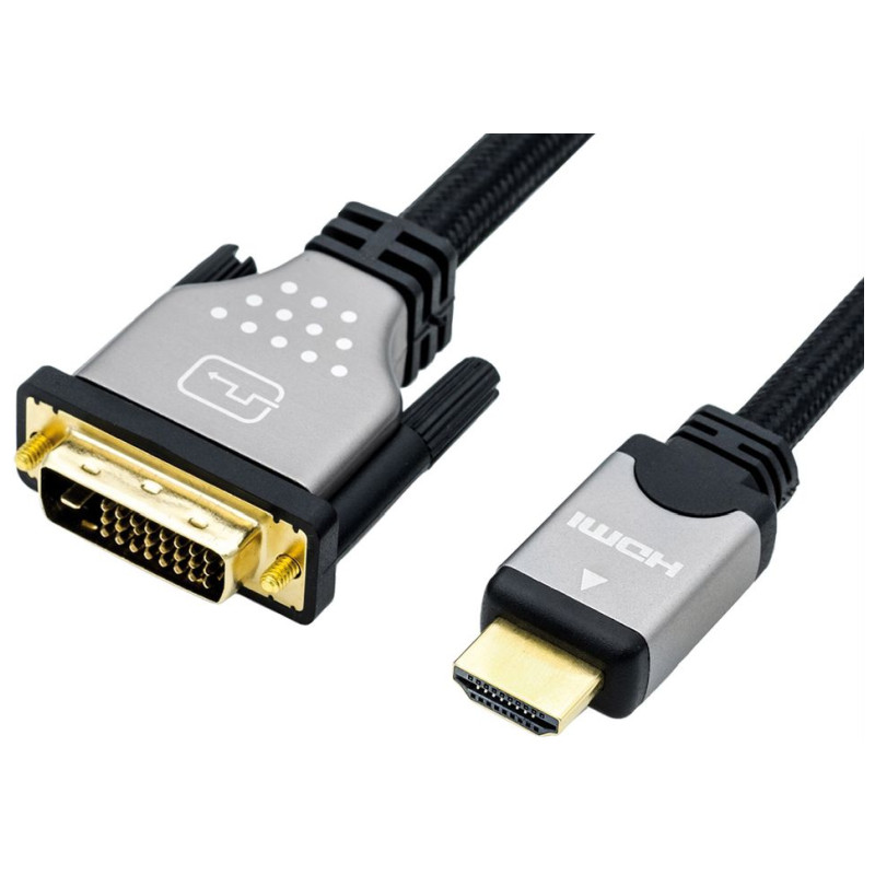 Roline DVI kabel, DVI-D (24+1) - HDMI, Dual Link, M/M, 3.0m crno/sivi-0