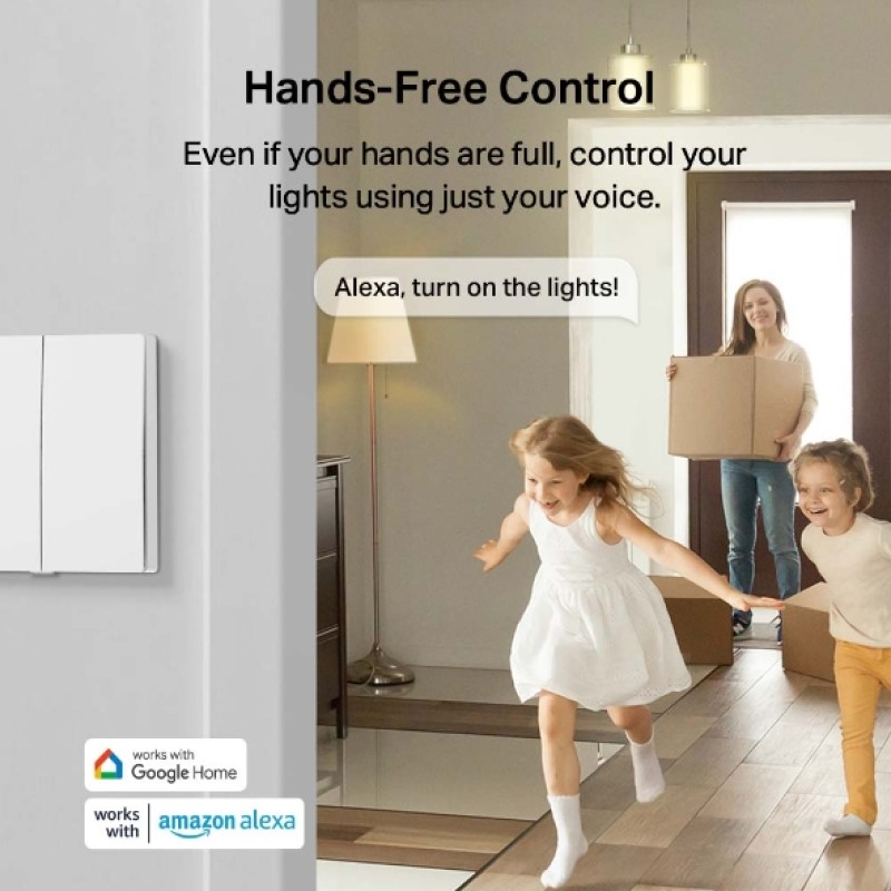 TP-Link Smart zidni prekidač za svijetlo, dva prekidača, glasovna kontrola (Alexa & Google Assistant)-3