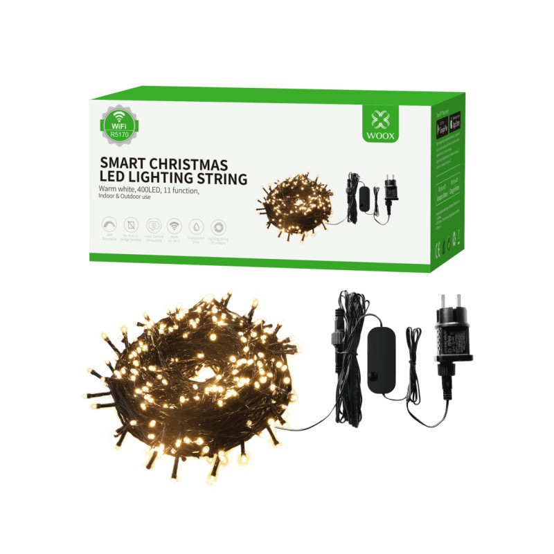 LED rasvjeta WOOX R5170 Smart božićna, 40m (400 LED, 11 funkcija, Wi-Fi, kontrola glasom)-0