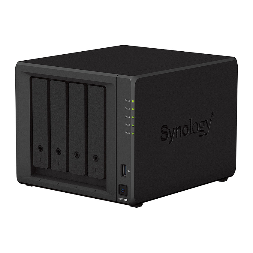 Synology DS923+ DiskStation 4-bay NAS server, 2.5"/3.5" HDD/SSD M.2 podrška, Wake on LAN/WAN, 4GB, 2×G-LAN, USB3.0/eSATA-3