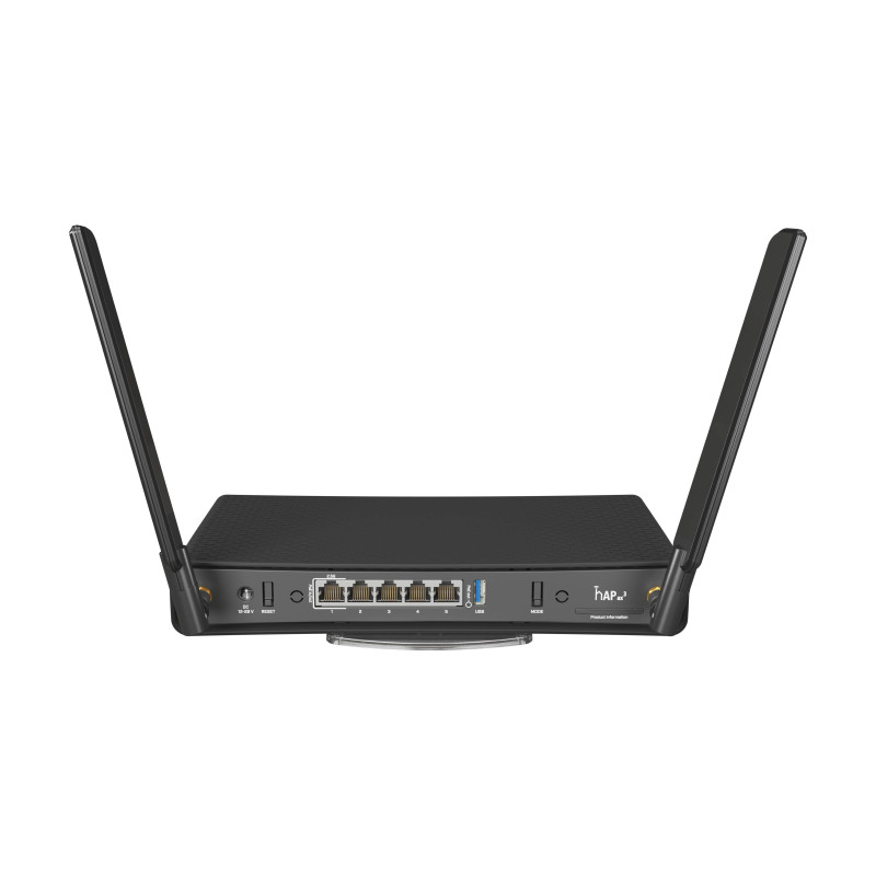 Mikrotik hAP ax3, Wi-Fi 6, C53UiG+5HPaxD2HPaxD, Quad-Core 1.8 GHz CPU, 1GB RAM, 4×Gbit/1×2.5Gbit LAN (PoE In/Out), 2.4GHz/5GHz 802.11ax, Dual Chain, RouterOS L6, desktop kućište, PSU-14