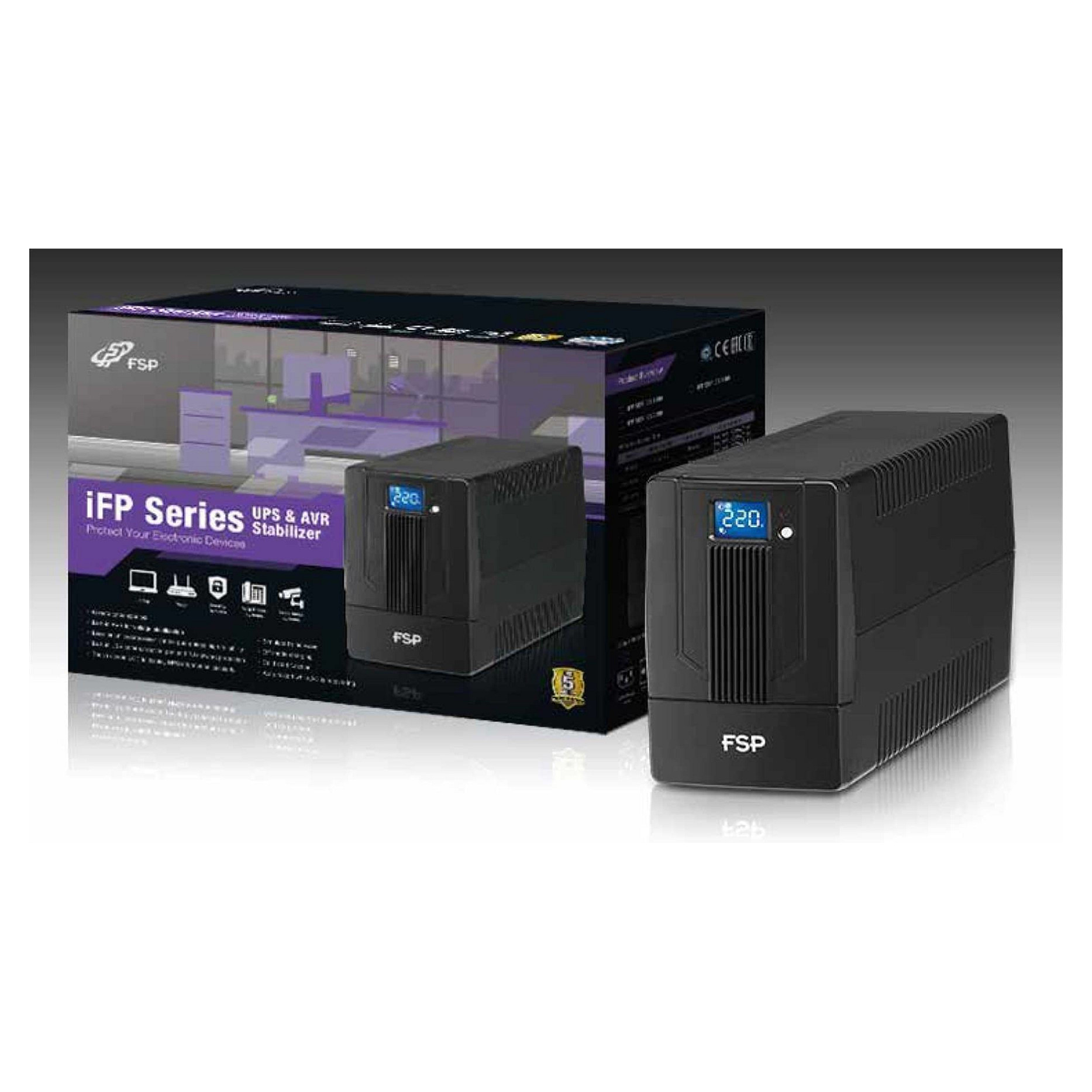 UPS FORTRON Source iFP 800VA/480W (Line-interactive, 2×Schuko, RJ11, USB, 1×9Ah, LCD display)-4