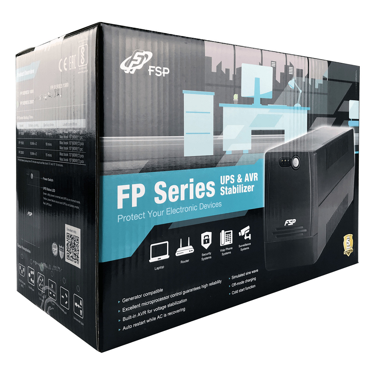Fortron Source FP 1500VA/900W, Line-interactive, 4×Schuko, 2×9Ah, 4min.autonomija-4