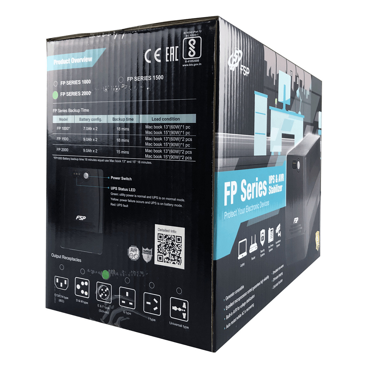 Fortron Source FP 1500VA/900W, Line-interactive, 4×Schuko, 2×9Ah, 4min.autonomija-5