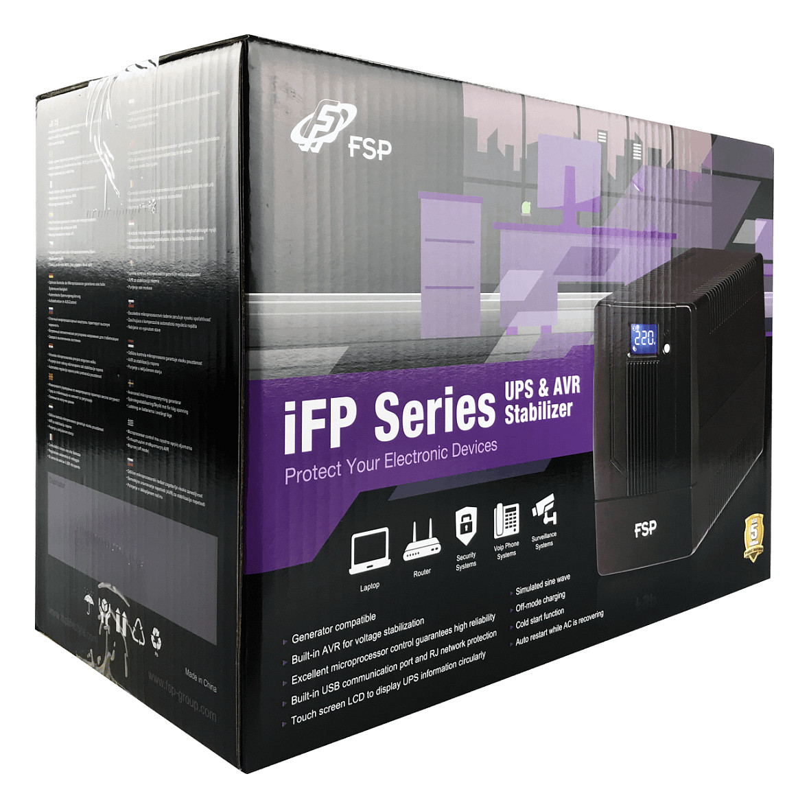 Fortron Source iFP 2000VA/1200W, Line-interactive (2×Schuko, 2×IEC C13, RJ11/45, USB, LCD display)-7